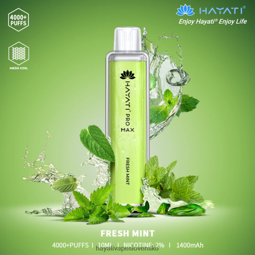 Hayati Pro Max jednorazové - 042ZXR104 Hayati Vape Price čerstvá mäta