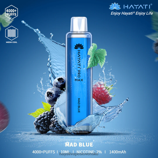 Hayati Pro Max jednorazové - 042ZXR110 Hayati Flavour Vapes šialená modrá