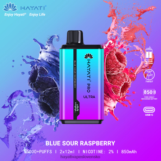 Hayati Pro Ultra jednorazové 15 000 vstrekov - 042ZXR195 Hayati Vape Flavours modrá kyslá malina