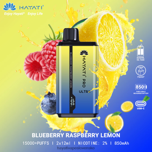 Hayati Pro Ultra jednorazové 15 000 vstrekov - 042ZXR197 Hayati Vapes Wholesale čučoriedka malina citrón