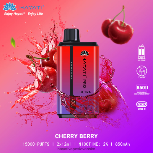 Hayati Pro Ultra jednorazové 15 000 vstrekov - 042ZXR199 Hayati Flavour List čerešňová bobuľa