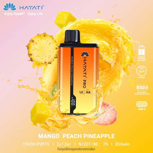 Hayati Pro Ultra jednorazové 15 000 vstrekov - 042ZXR204 Hayati Vape Price mango broskyňa ananás