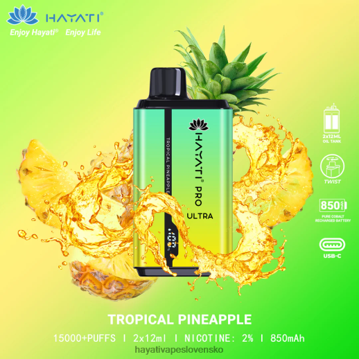 Hayati Pro Ultra jednorazové 15 000 vstrekov - 042ZXR213 Hayati Vape Slovensko tropický ananás