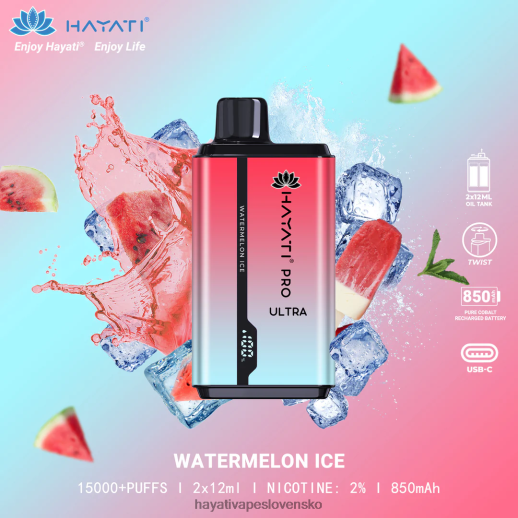 Hayati Pro Ultra jednorazové 15 000 vstrekov - 042ZXR214 Hayati Vape Price melónový ľad