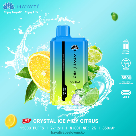 Hayati Pro Ultra jednorazové 15 000 vstrekov - 042ZXR218 Hayati Vape Shop krištáľový ľad/ľadový citrus