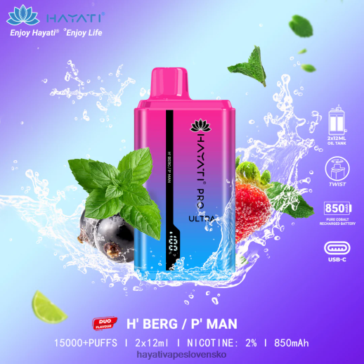 Hayati Pro Ultra jednorazové 15 000 vstrekov - 042ZXR219 Hayati Flavour List h' berg/p' muž