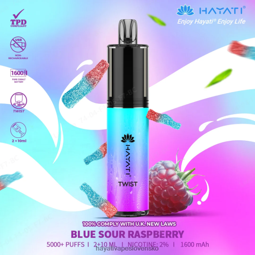 Hayati Twist jednorazové - 042ZXR65 Hayati Vape Flavours modrá kyslá malina