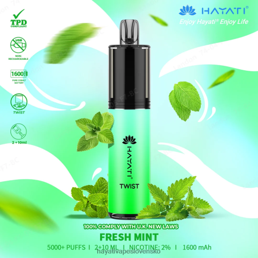 Hayati Twist jednorazové - 042ZXR70 Hayati Flavour Vapes čerstvá mäta