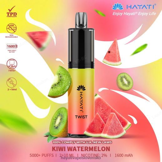 Hayati Twist jednorazové - 042ZXR74 Hayati Vape Price kiwi vodný melón