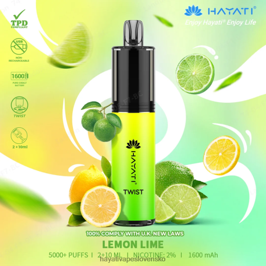 Hayati Twist jednorazové - 042ZXR75 Hayati Vape Flavours citrón limetka