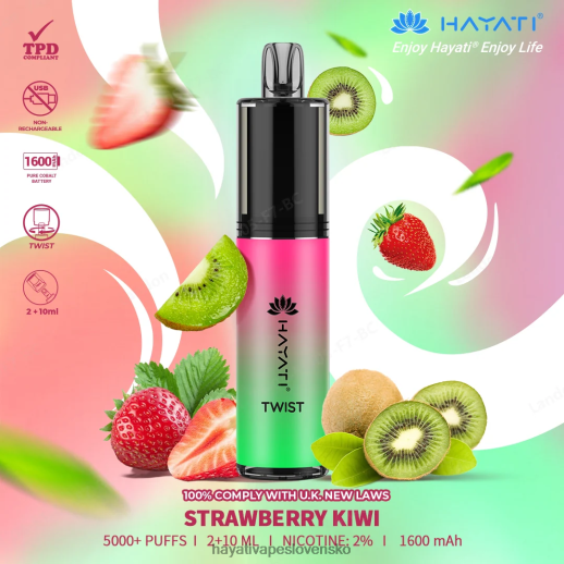 Hayati Twist jednorazové - 042ZXR83 Hayati Vape Slovensko jahodové kiwi