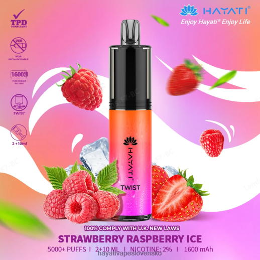 Hayati Twist jednorazové - 042ZXR85 Hayati Vape Flavours jahoda malina ľad