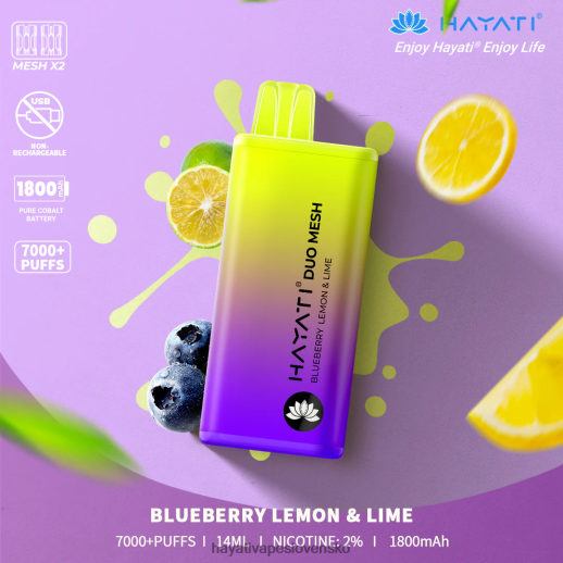 Hayati Duo Mesh jednorazové - 042ZXR165 Hayati Vape Flavours čučoriedka citrón & limetka