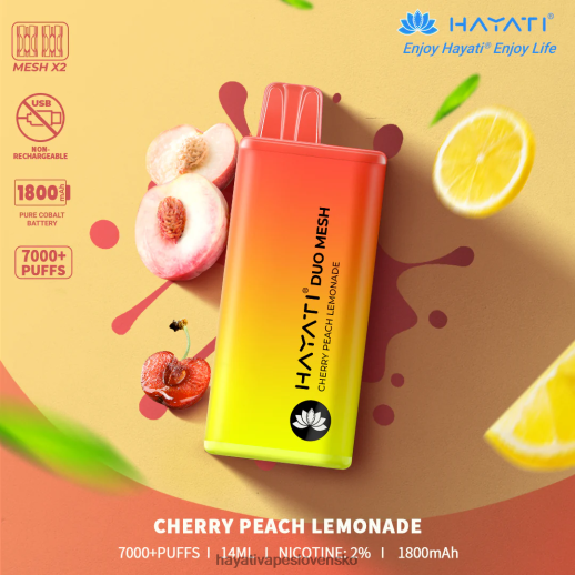 Hayati Duo Mesh jednorazové - 042ZXR168 Hayati Vape Shop čerešňová broskyňová limonáda