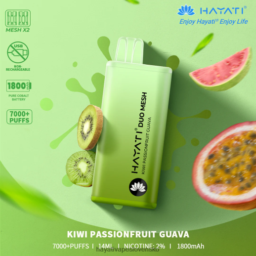 Hayati Duo Mesh jednorazové - 042ZXR173 Hayati Vape Slovensko kiwi marakujová guava