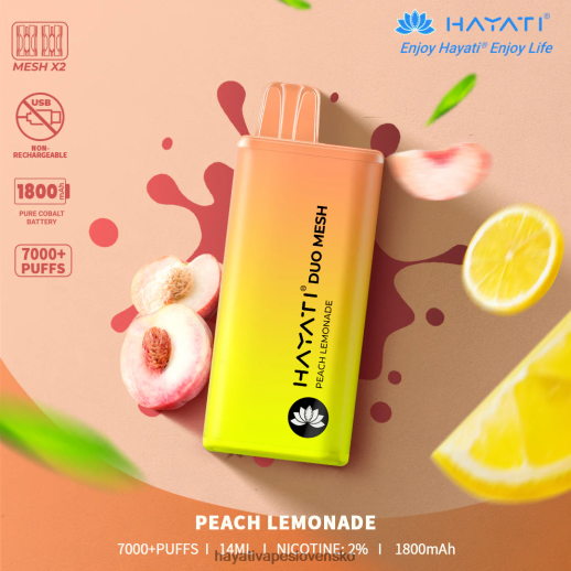 Hayati Duo Mesh jednorazové - 042ZXR175 Hayati Vape Flavours broskyňová limonáda