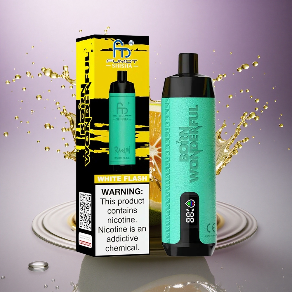 RandM Fumot Shisha 10000 Puffs Biela Blesková 18ml 850mAh 0.5% nikotín