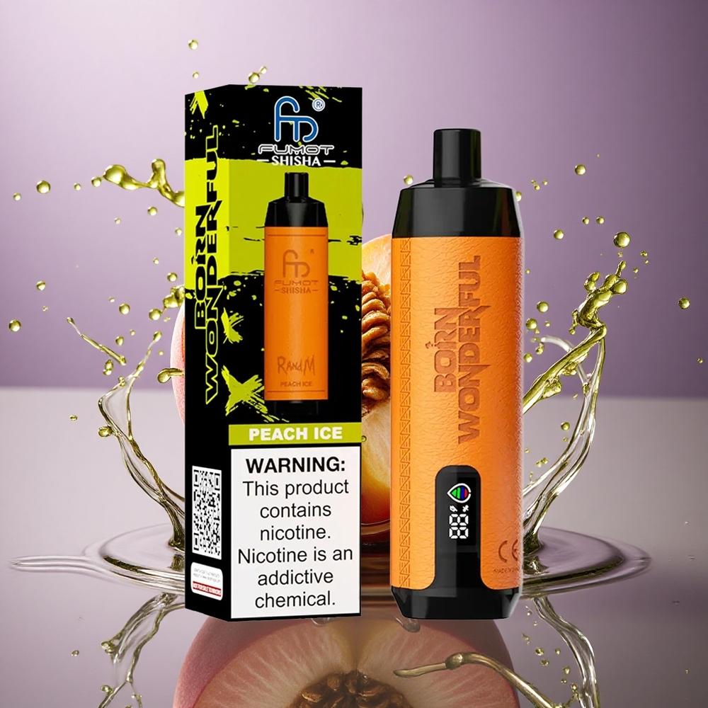 RandM Fumot Shisha 10000 Puffs Broskyňový ľad s 18ml náplňou a 0,5% nikotínu