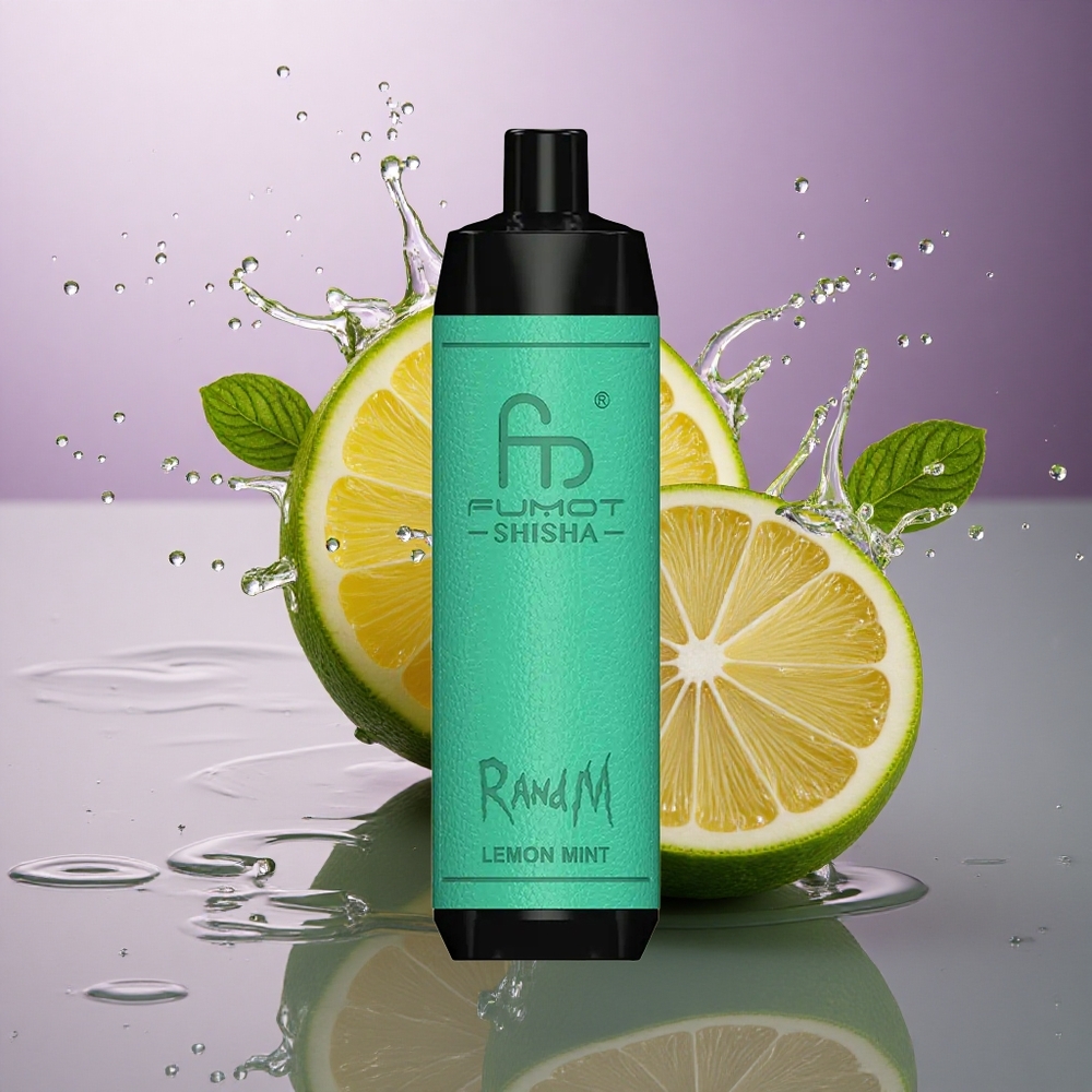 RandM Fumot Shisha 10000 Puffs Citrónová Mäta Typ-C 850mAh 0,5% Nikotínu