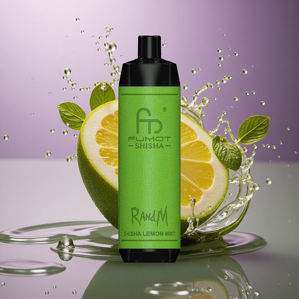 RandM Fumot Shisha 10000 Puffs Citrónová Mätová Shisha s 0,5% nikotínu a 850 mAh batériou
