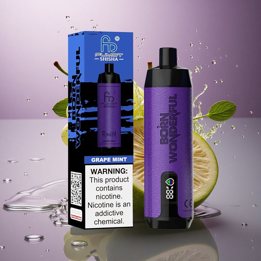 RandM Fumot Shisha 10000 Puffs Hroznová Mätová s 18ml náplňou a 0,5% nikotínu