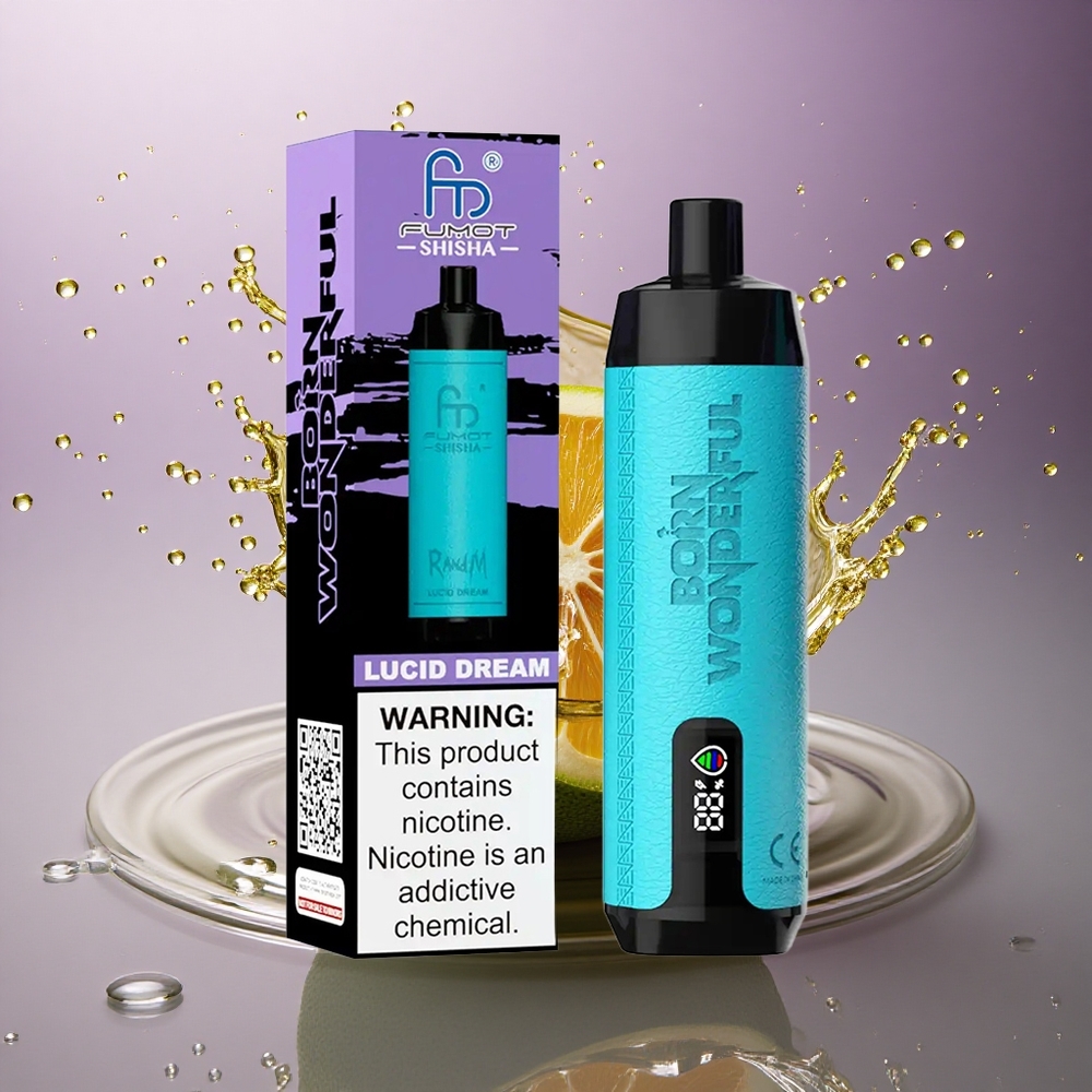 RandM Fumot Shisha 10000 Puffs Jasný Snívajúci s LED Indikátorom a 0,5% Nikotínu