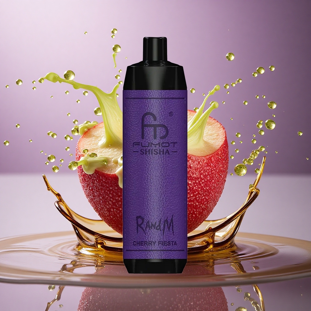 RandM Fumot Shisha 10000 Puffs Čerešňová fiesta s batériou 850 mAh a nikotínom 0,5%