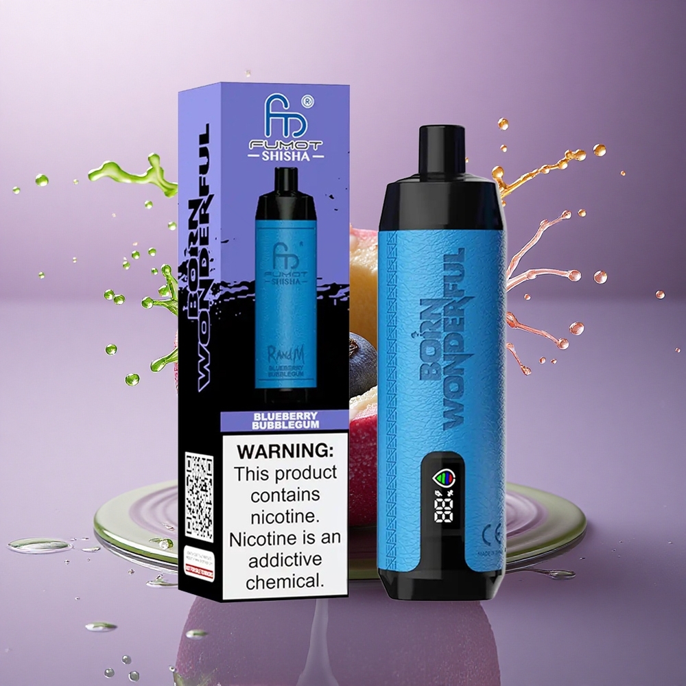 RandM Fumot Shisha 10000 Puffs Čučoriedková Bublinková Žuvačka 0,5% Nikotínu 850 mAh 18ml