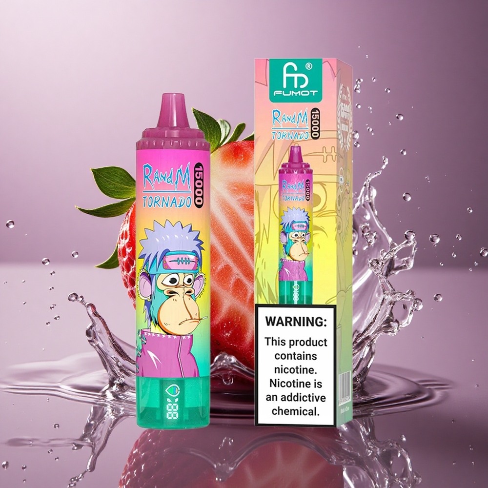 RandM Fumot Tornado 15000 Puffs Jahodový ľad s 25ml tekutiny a 850mAh batériou