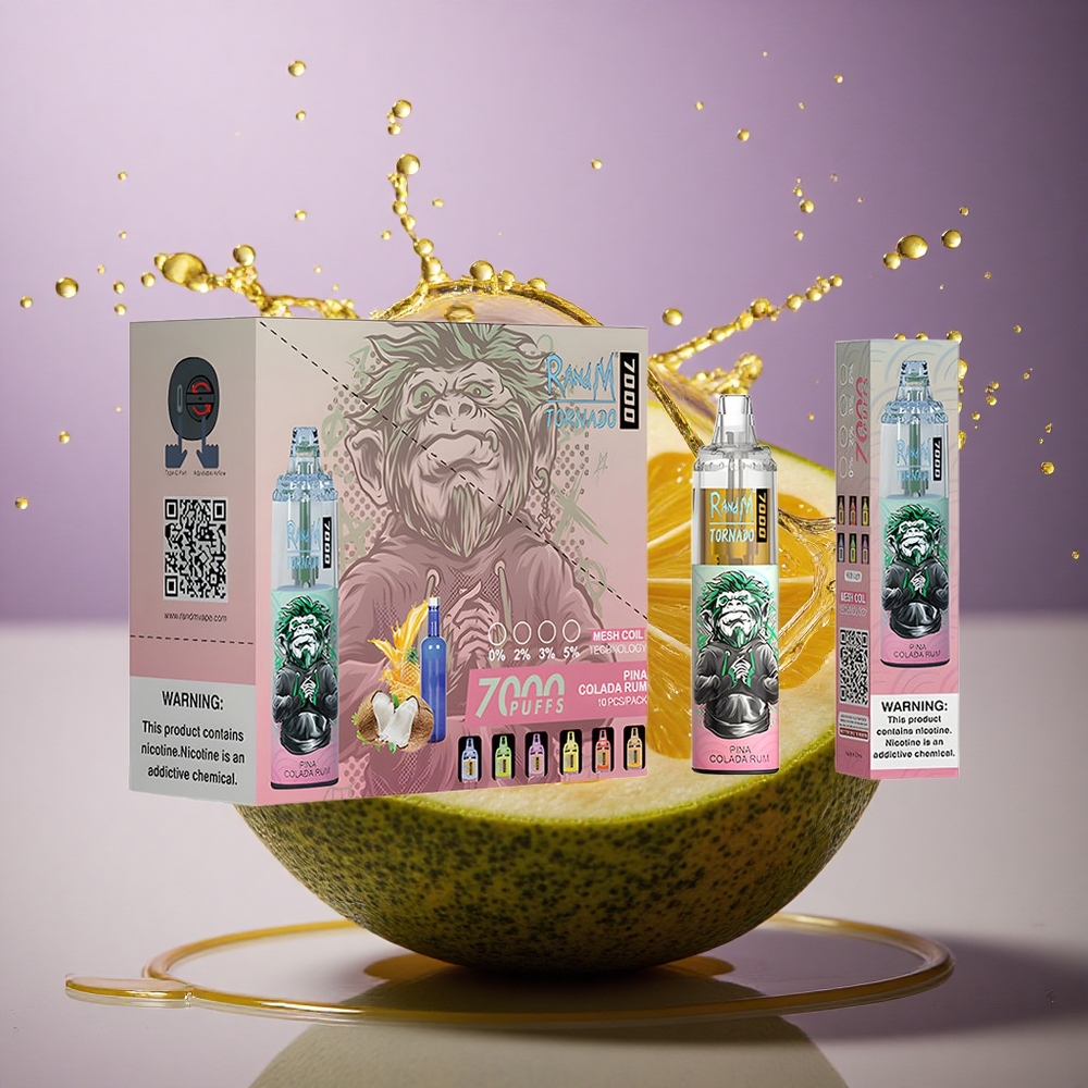 RandM Fumot Tornado 7000 Puffs Ananásový Rum s Mriežkovou Cievkou a 850 mAh Batériou