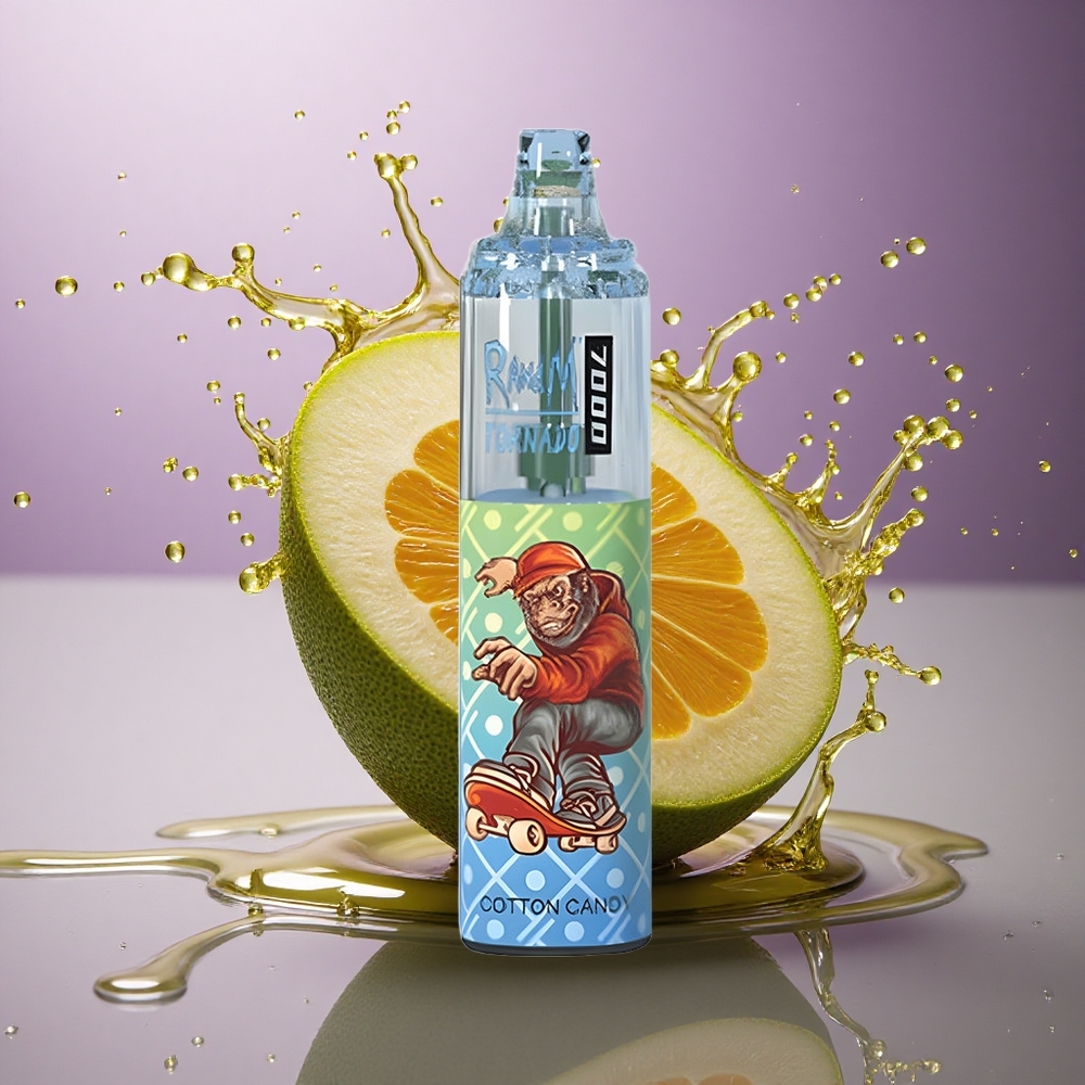 RandM Fumot Tornado 7000 Puffs Bavlnená cukrová slučka s 14ml kvapalinou a 5% nikotínu