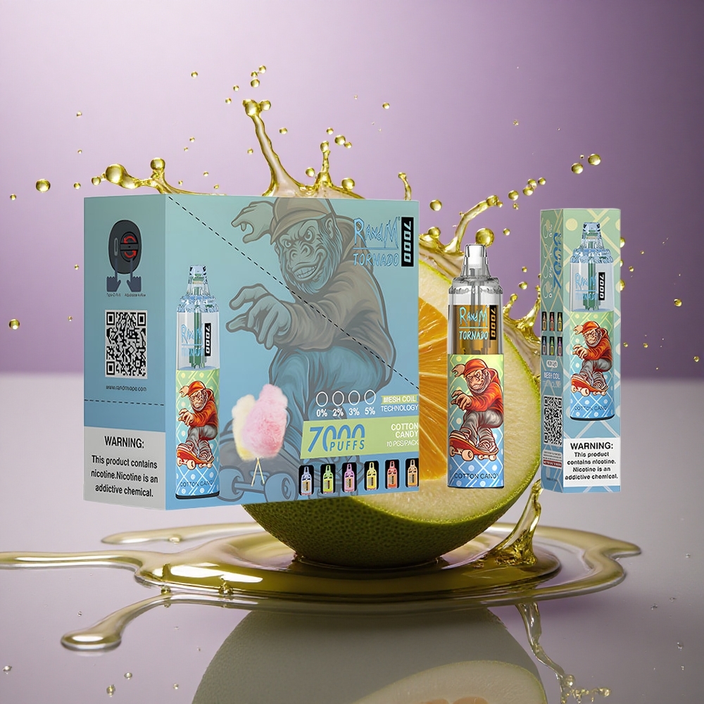 RandM Fumot Tornado 7000 Puffs Bavlnená cukrová slučka s 14ml kvapalinou a 5% nikotínu