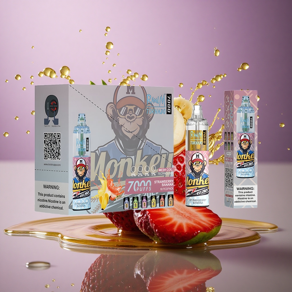 RandM Fumot Tornado 7000 Puffs Jahoda Banán 14ML 850mAh