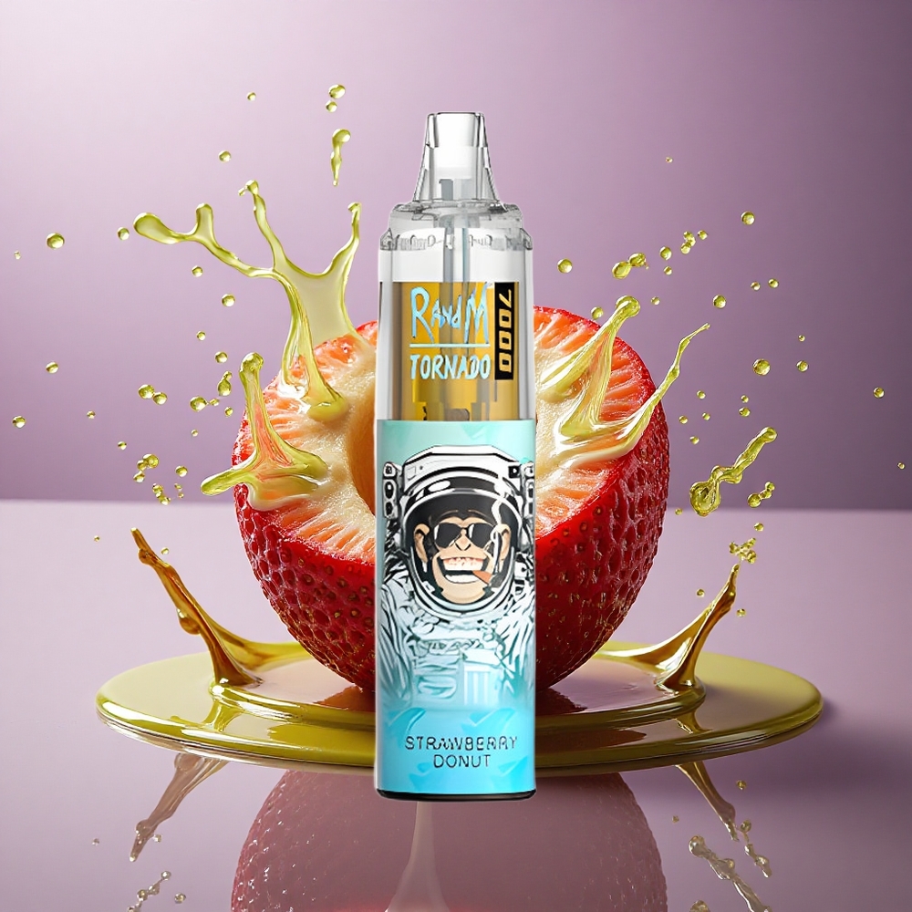 RandM Fumot Tornado 7000 Puffs Jahodový Donút 850 mAh Typ-C 5% nikotín