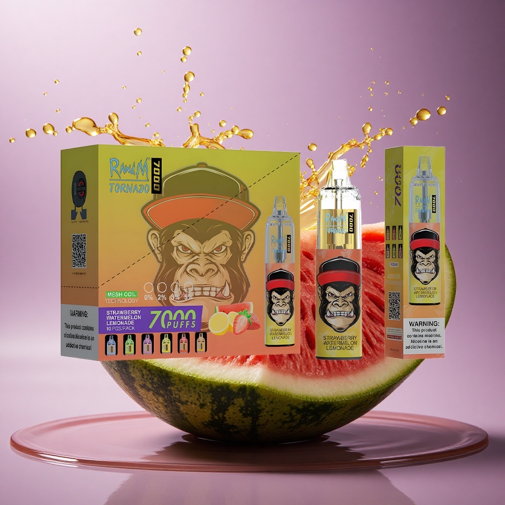 RandM Fumot Tornado 7000 Puffs Jahodový Melónový Limonádový 850mAh 5% Nicotine Mesh Coil