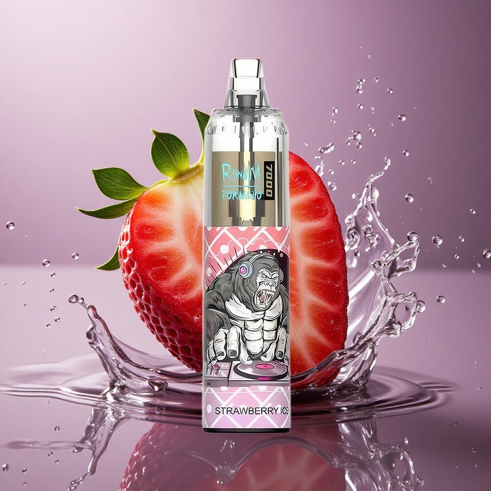 RandM Fumot Tornado 7000 Puffs Jahodový ľad s 5% nikotínu a 850 mAh batériou