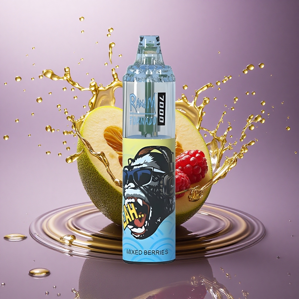 RandM Fumot Tornado 7000 Puffs Jahodovo-Malínový s 14ml náplňou a nastaviteľným vzduchom