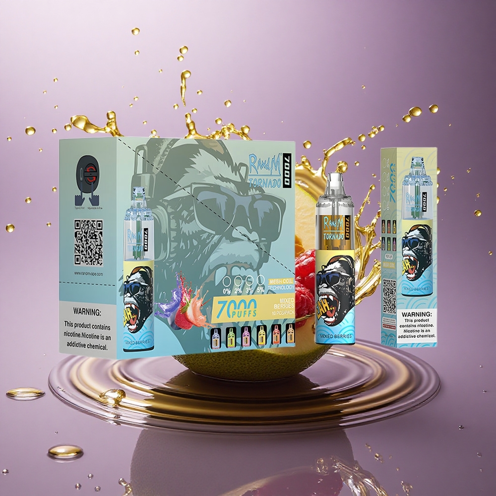 RandM Fumot Tornado 7000 Puffs Jahodovo-Malínový s 14ml náplňou a nastaviteľným vzduchom