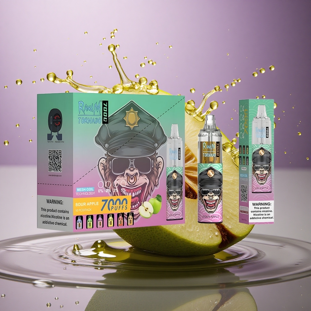 RandM Fumot Tornado 7000 Puffs Kyslé Jablko 14ML 850mAh