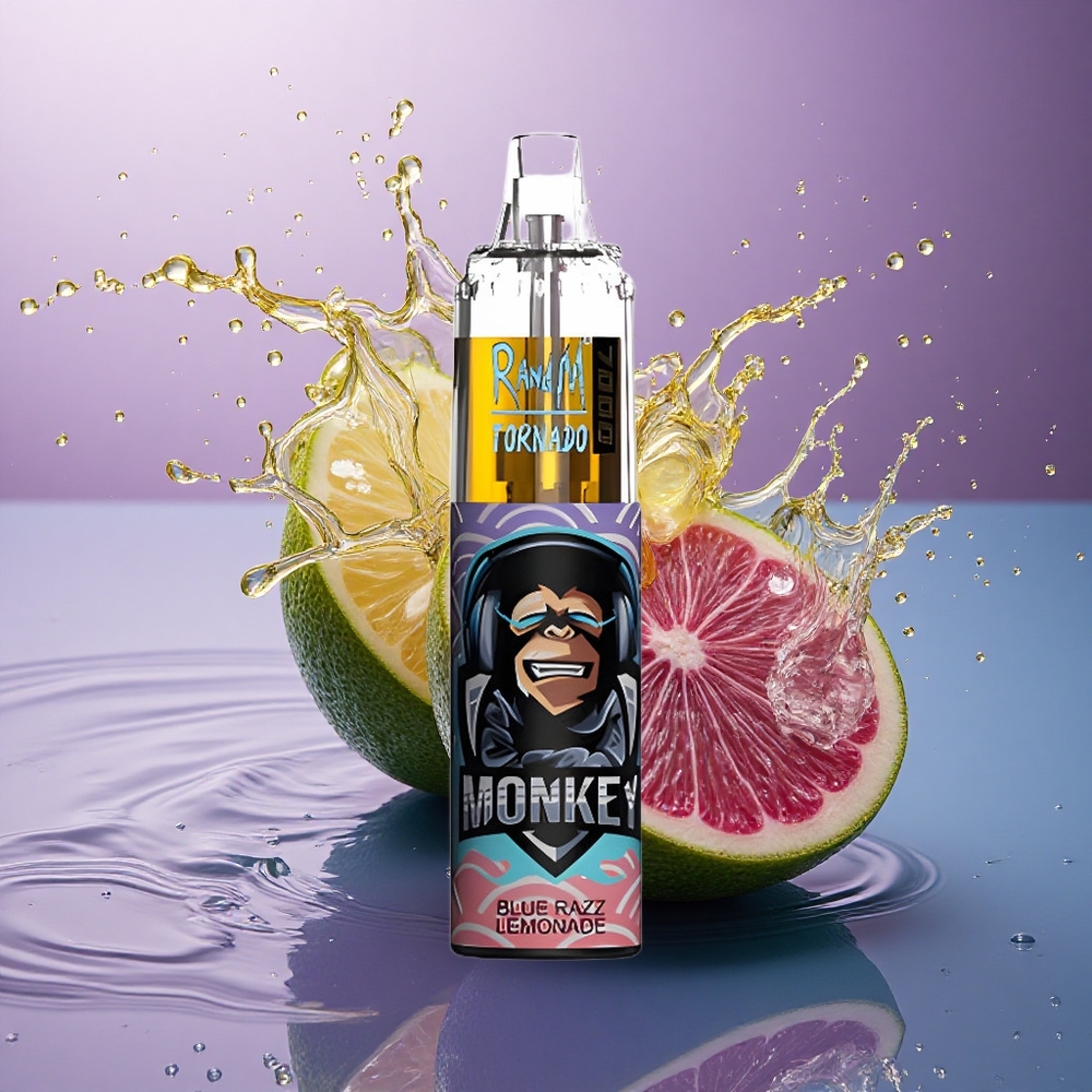 RandM Fumot Tornado 7000 Puffs Modrá Malina Limonáda s 850 mAh a Typ-C