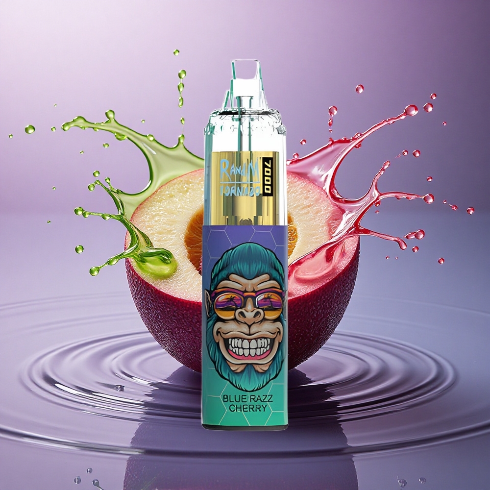 RandM Fumot Tornado 7000 Puffs Modrý Malinový Čerešňový 5% Nikotín 850mAh Typ-C