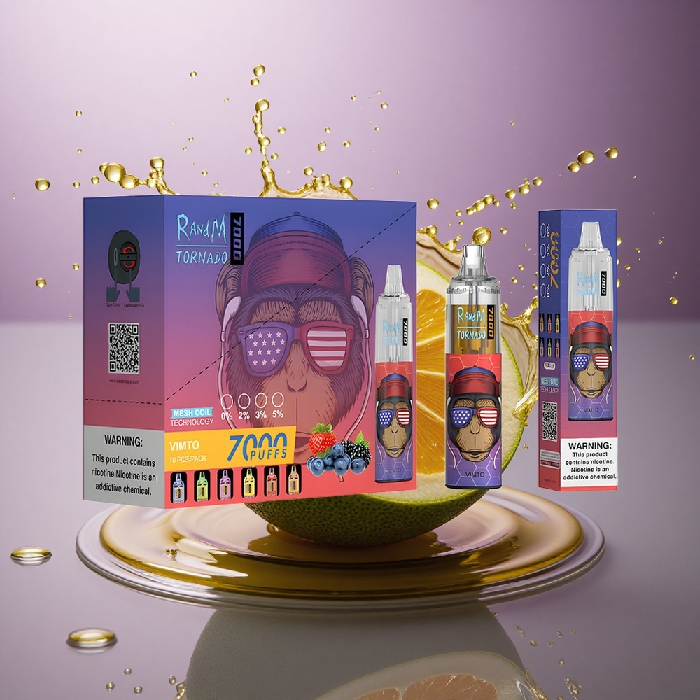 RandM Fumot Tornado 7000 Puffs Vimto Disposable Vape s batériou 850 mAh a nastaviteľným vzduchom