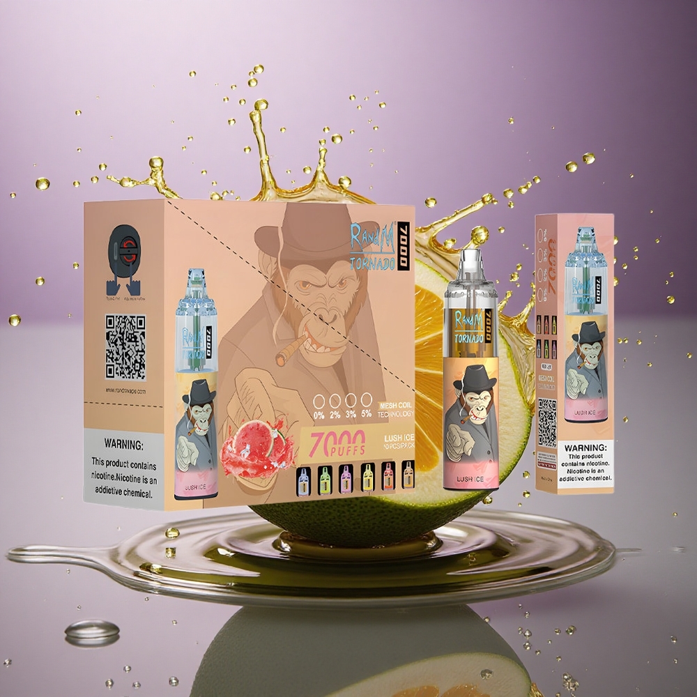 RandM Fumot Tornado 7000 Puffs Ľadový Prúd s 5% nikotínu a RGB osvetlením
