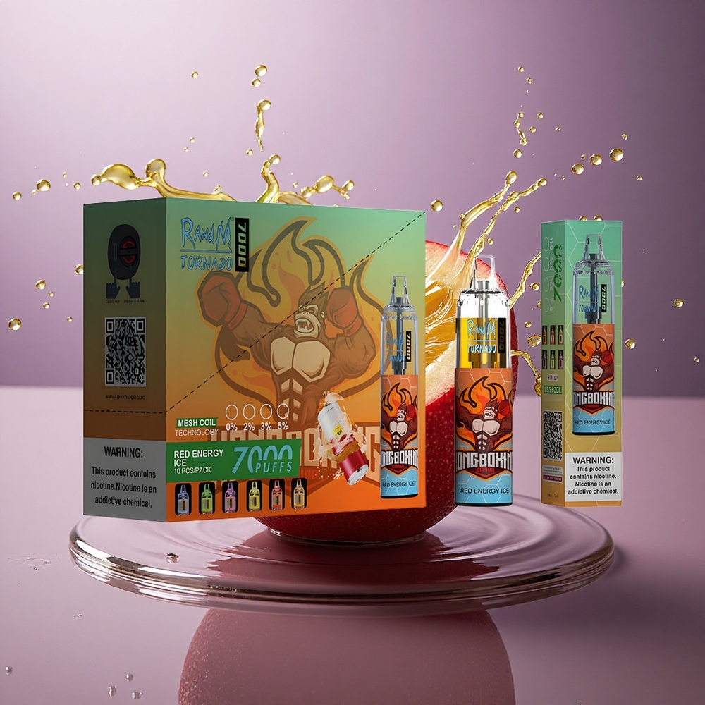 RandM Fumot Tornado 7000 Puffs Červená Energia Ľadová s 850 mAh a 5% nikotínu