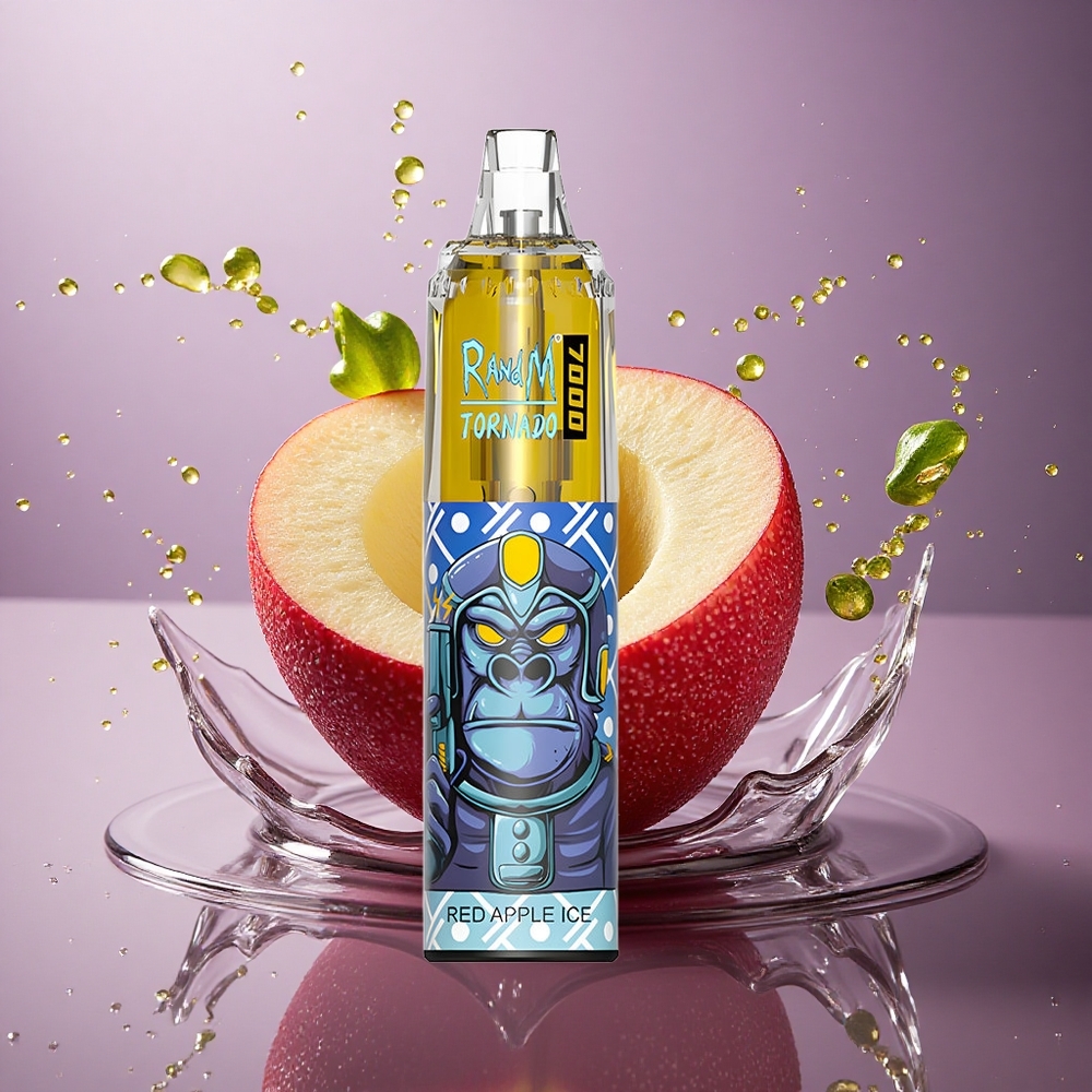 RandM Fumot Tornado 7000 Puffs Červené Jablkový Ľad s 850 mAh a 5% nikotínu