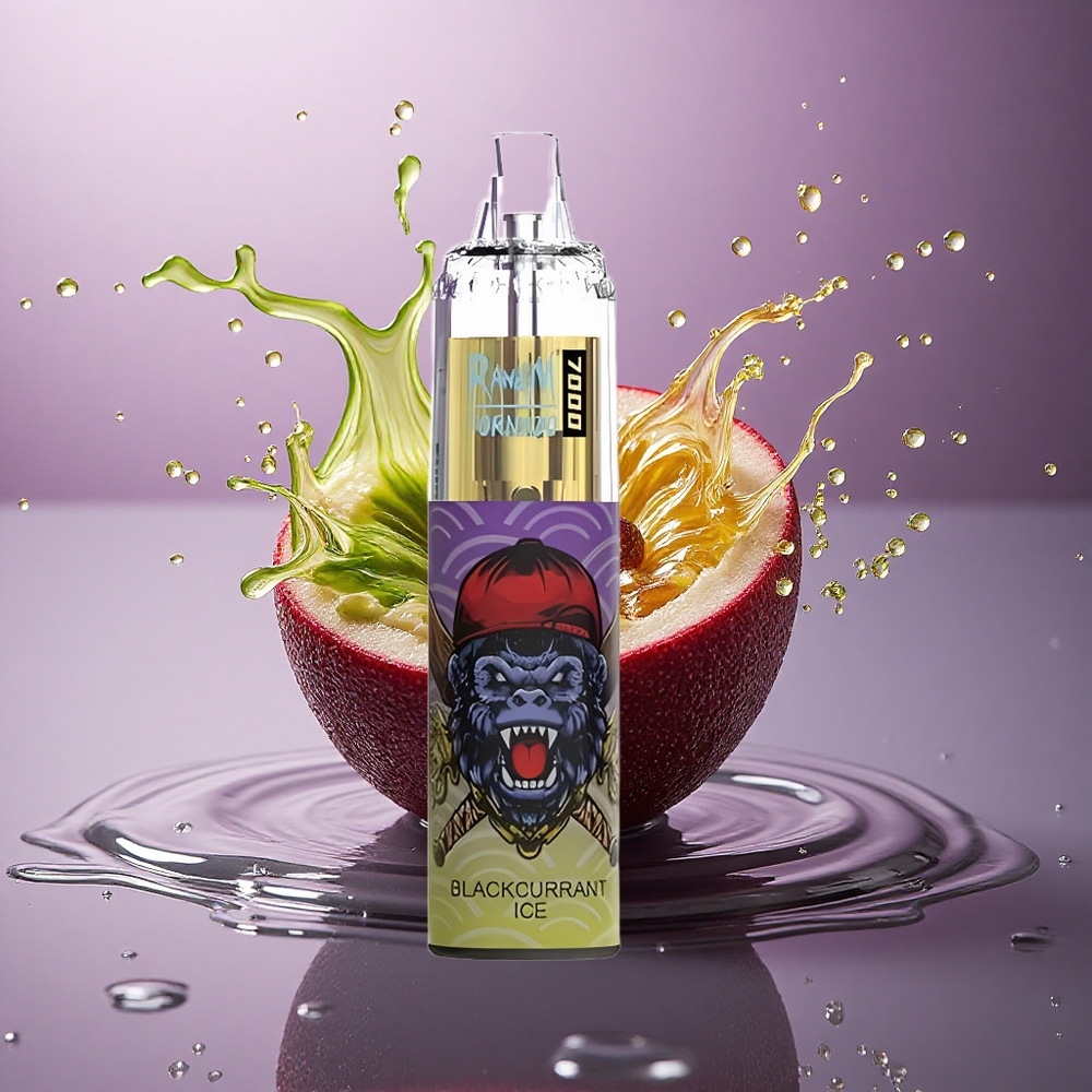 RandM Fumot Tornado 7000 Puffs Čierne ríbezle ľad s 5% nikotínu a 850 mAh batériou