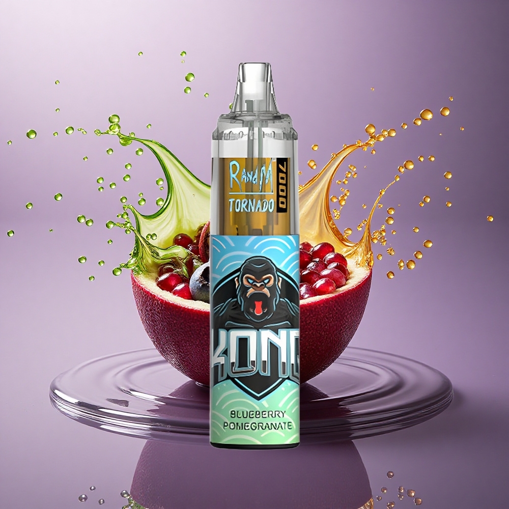 RandM Fumot Tornado 7000 Puffs Čučoriedka Grenadína s 14 ML E-kvapalinou a 5% nikotínu