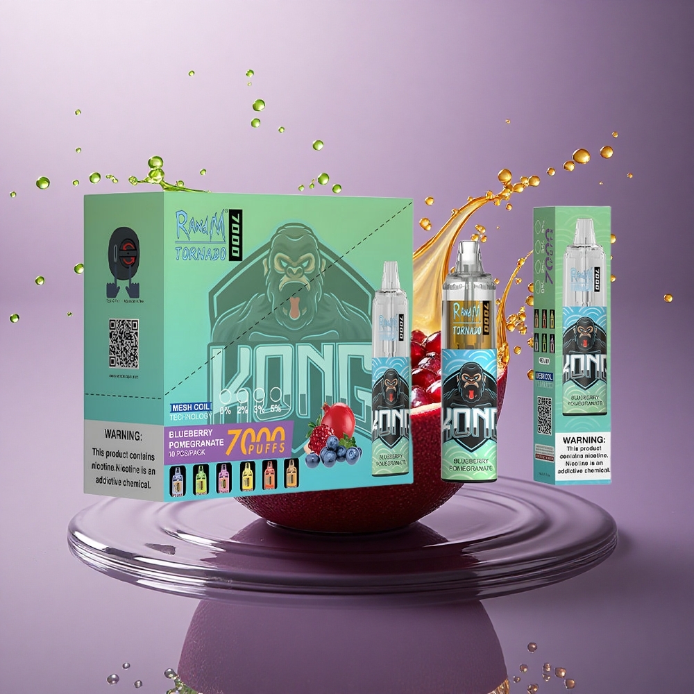 RandM Fumot Tornado 7000 Puffs Čučoriedka Grenadína s 14 ML E-kvapalinou a 5% nikotínu