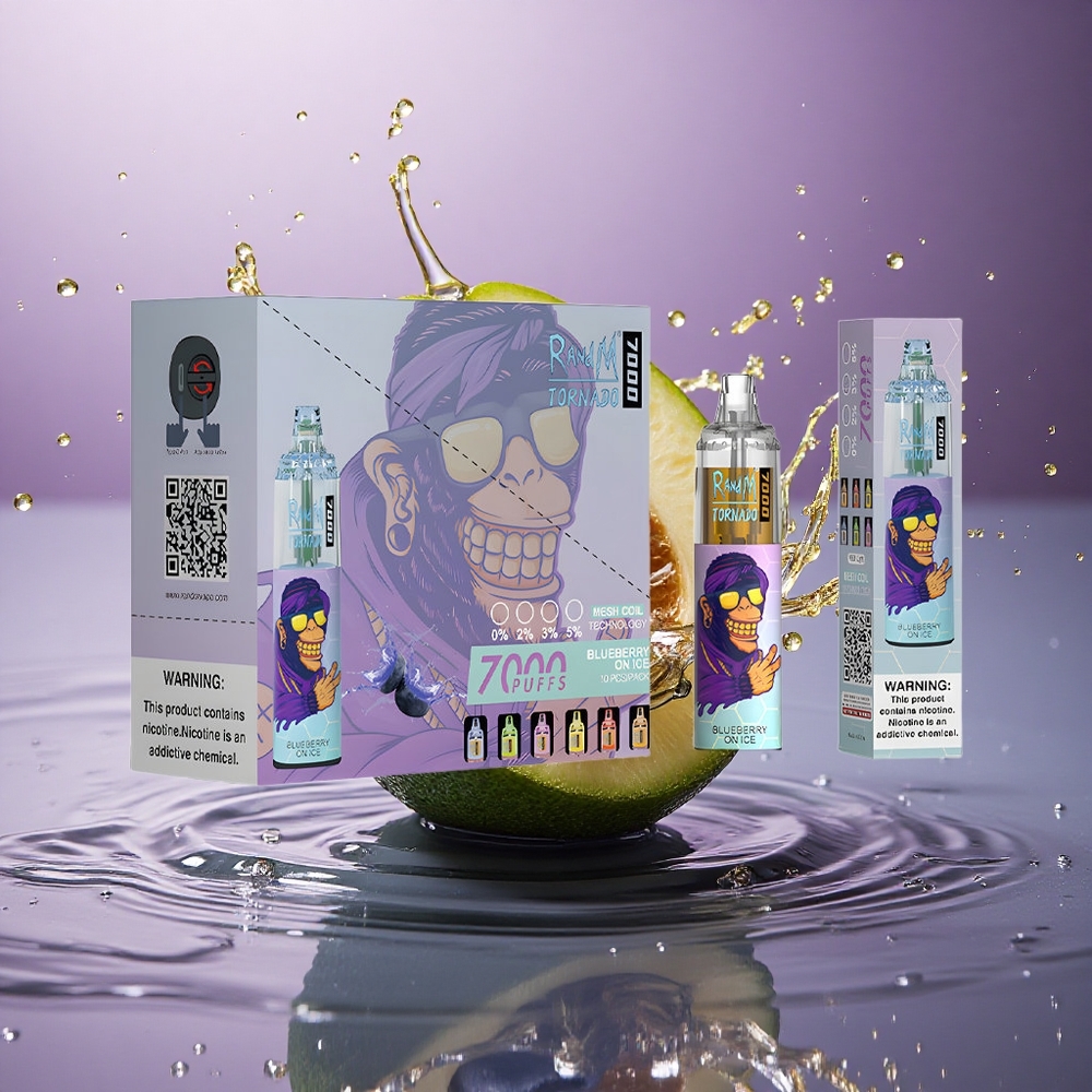 RandM Fumot Tornado 7000 Puffs Čučoriedka na ľade s 850 mAh a 5% nikotínu