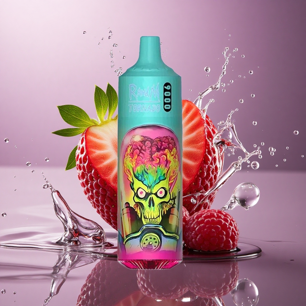 RandM Fumot Tornado 9000 Puffs Jahoda Malina Čerešňový ľad s Mesh Cievkou a 850 mAh Batériou